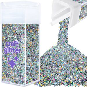 Hemway Craft Glitter Shaker 80g / 2.8oz Silver Holographic Stars Epoxy Resin, DIY, Tumbler, Decoration Hemway Craft Glitter Shaker 80g / 2.8oz Silver Holographic Stars Epoxy Resin, DIY, Tumbler, Decoration