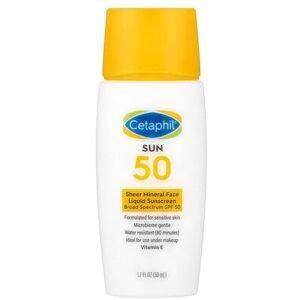 Cetaphil Sheer Mineral Face Liquid Sunscreen, SPF 50, Fragrance Free, 1.7 fl oz (50 ml) Cetaphil Sheer Mineral Face Liquid Sunscreen, SPF 50, Fragrance Free, 1.7 fl oz (50 ml)
