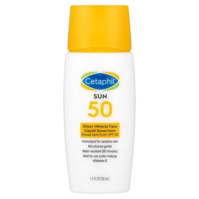 Cetaphil Sheer Mineral Face Liquid Sunscreen, SPF 50, Fragrance Free, 1.7 fl oz (50 ml) Cetaphil Sheer Mineral Face Liquid Sunscreen, SPF 50, Fragrance Free, 1.7 fl oz (50 ml)