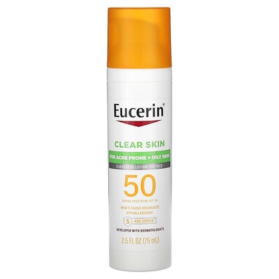Eucerin Clear Skin, Lightweight Sunscreen Lotion for Face, SPF 50, Fragrance Free, 2.5 fl oz (75 ml) Eucerin Clear Skin, Lightweight Sunscreen Lotion for Face, SPF 50, Fragrance Free, 2.5 fl oz (75 ml)