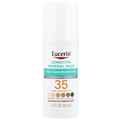 Eucerin Tinted Sensitive Mineral Face Sunscreen Lotion, SPF 35, 1.7 fl oz (50 ml) Eucerin Tinted Sensitive Mineral Face Sunscreen Lotion, SPF 35, 1.7 fl oz (50 ml)