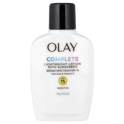 Olay, Complete, Lightweight Lotion with Sunscreen, SPF 15, Sensitive, Fragrance Free, 4 fl oz (118 ml) Olay, Complete, Lightweight Lotion with Sunscreen, SPF 15, Sensitive, Fragrance Free, 4 fl oz (118 ml)