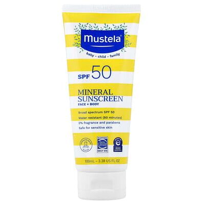 Mustela, Mineral Sunscreen, Face + Body, SPF 50, 3.38 fl oz (100 ml) Mustela, Mineral Sunscreen, Face + Body, SPF 50, 3.38 fl oz (100 ml)
