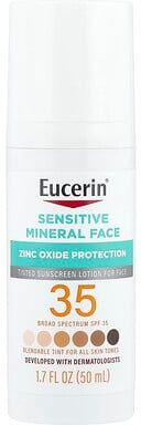 Eucerin Tinted Sensitive Mineral Face Sunscreen Lotion, SPF 35, 1.7 fl oz (50 ml)