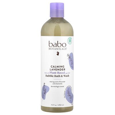 Babo Botanicals, Bubble Bath & Wash, Calming Lavender, 15 fl oz (450 ml) Babo Botanicals, Bubble Bath & Wash, Calming Lavender, 15 fl oz (450 ml)
