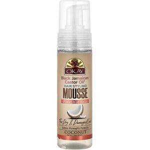 Okay Pure Naturals, Black Jamaican Castor Oil®, Hair Styling Mousse, Flexible Hold, For Dry & Damaged Curls, Coconut, 7.5 oz (221 ml) Okay Pure Naturals, Black Jamaican Castor Oil®, Hair Styling Mousse, Flexible Hold, For Dry & Damaged Curls, Coconut, 7.5 oz (221 ml)