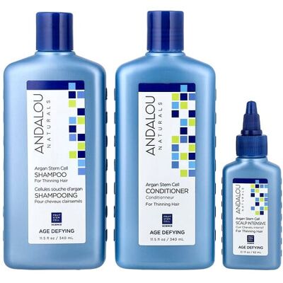 Andalou Naturals, Argan Stem Cell, Thinning Hair System, Age Defying, 3 Piece Kit Andalou Naturals, Argan Stem Cell, Thinning Hair System, Age Defying, 3 Piece Kit