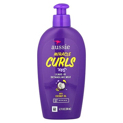 Aussie, Miracle Curls, Leave-In Detangling Milk with Coconut Oil, For Type 3A-4A, 6.7 fl oz (200 ml) Aussie, Miracle Curls, Leave-In Detangling Milk with Coconut Oil, For Type 3A-4A, 6.7 fl oz (200 ml)