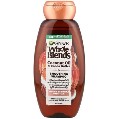 Garnier, Whole Blends, Smoothing Shampoo, Coconut Oil & Cocoa Butter , 12.5 fl oz (370 ml) Garnier, Whole Blends, Smoothing Shampoo, Coconut Oil & Cocoa Butter , 12.5 fl oz (370 ml)