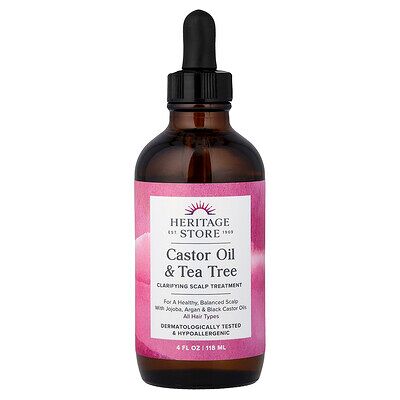 Heritage Store, Castor Oil & Tea Tree, Clarifying Scalp Treatment, All Hair Types, 4 fl oz (118 ml) Heritage Store, Castor Oil & Tea Tree, Clarifying Scalp Treatment, All Hair Types, 4 fl oz (118 ml)