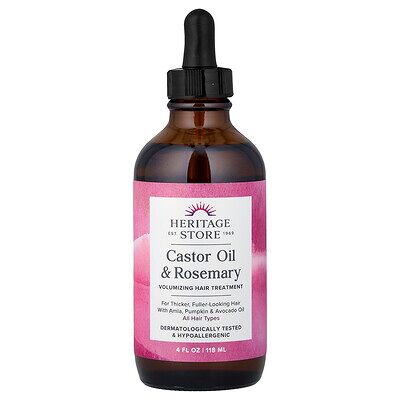 Heritage Store, Castor Oil & Rosemary, Volumizing Hair Treatment, All Hair Types, 4 fl oz (118 ml) Heritage Store, Castor Oil & Rosemary, Volumizing Hair Treatment, All Hair Types, 4 fl oz (118 ml)