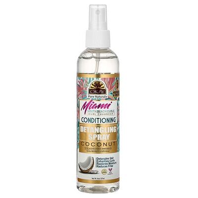 Okay Pure Naturals, Miami South Beach Curls, Curl Enhancer Conditioning Detangling Spray, Coconut, 8 oz (237 ml) Okay Pure Naturals, Miami South Beach Curls, Curl Enhancer Conditioning Detangling Spray, Coconut, 8 oz (237 ml)