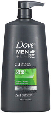 Care+ Dove, Men+Care, 2 in 1 Shampoo + Conditioner, Fresh & Clean, 25.4 fl oz (750 ml)