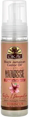 Care+ Okay Pure Naturals, Black Jamaican Castor Oil®, Hair Styling Mousse, Flexible Hold, For Dry & Damaged Curls, Hibiscus, 7.5 oz (221 ml)