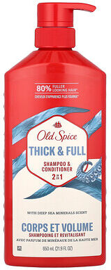 Care+ Old Spice, 2 in 1 Shampoo & Conditioner, Thick & Full, Deep Sea Minerals, 21.9 fl oz (650 ml)