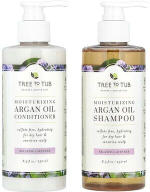 Care+ Tree To Tub, Moisturizing Argan Oil Shampoo & Conditioner Set, For Dry Hair, Relaxing Lavender, 2 Piece Set, 8.5 fl oz (250 ml) Each