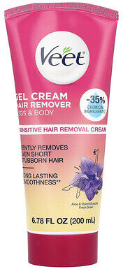 Care+ Veet, Sensitive Gel Cream Hair Remover, Aloe & Violet Blossom Fresh, 6.78 fl oz (200 ml)