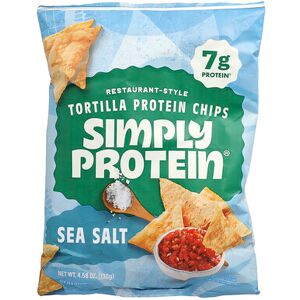 Simply Protein, Restaurant-Style Tortilla Protein Chips, Sea Salt, 4.58 oz (130 g) Simply Protein, Restaurant-Style Tortilla Protein Chips, Sea Salt, 4.58 oz (130 g)