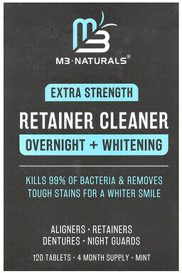 Care+ M3, Retainer Cleaner, Overnight + Whitening, Mint, 120 Tablets