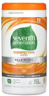 Care+ Seventh Generation, Disinfecting Wipes, Lemongrass Citrus, 70 Wet Wipes, 1 lb 0.3 oz (461 g)