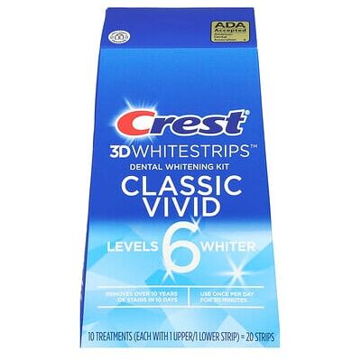 Crest, 3D Whitestrips™, Dental Whitening Kit, Classic Vivid, 20 Strips Crest, 3D Whitestrips™, Dental Whitening Kit, Classic Vivid, 20 Strips