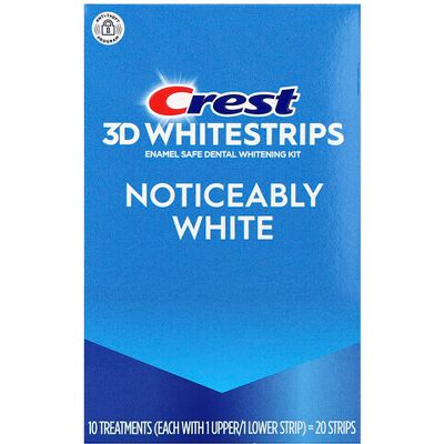 Crest, 3D Whitestrips, Enamel Safe Dental Whitening Kit, Noticeably White, 20 Strips Crest, 3D Whitestrips, Enamel Safe Dental Whitening Kit, Noticeably White, 20 Strips