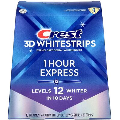 Crest, 3D Whitestrips, Dental Whitening Kit, 1 Hour Express, 20 Strips Crest, 3D Whitestrips, Dental Whitening Kit, 1 Hour Express, 20 Strips