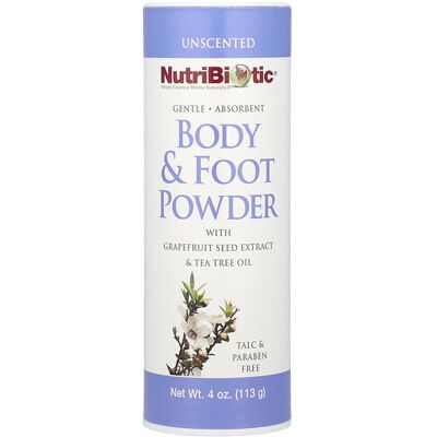NutriBiotic, Body & Foot Powder with Grapefruit Seed Extract & Tea Tree Oil, Unscented, 4 oz (113 g) NutriBiotic, Body & Foot Powder with Grapefruit Seed Extract & Tea Tree Oil, Unscented, 4 oz (113 g)