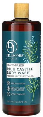 Care+ Dr. Jacobs Naturals, Plant-Based Rich Castile Body Wash, Peppermint Essential Oil, 32 oz (946 ml)