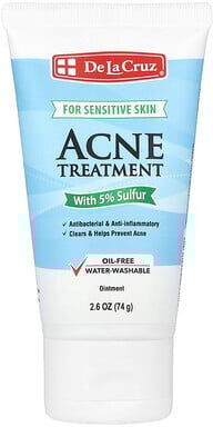 De La Cruz, Acne Treatment Ointment with 5% Sulfur, For Sensitive Skin, 2.6 oz (74 g)