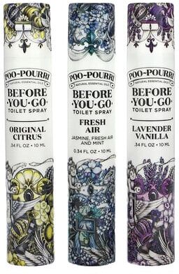 Poo-Pourri, On-The-Go, Before-You-Go® Toilet Sprays, Value Set, 3 Sprays, 0.34 fl oz (10 ml) Each