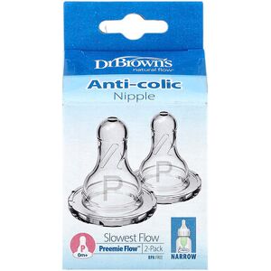 Dr. Brown's, Natural Flow®, Preemie Flow™, Anti-colic Nipple, 0 Months +, Slowest Flow, 2 Pack Dr. Brown's, Natural Flow®, Preemie Flow™, Anti-colic Nipple, 0 Months +, Slowest Flow, 2 Pack