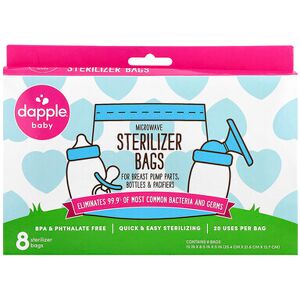 Dapple Baby, Microwave Sterilizer Bags, For Breast Pump Parts, Bottles & Pacifiers, 8 Sterilizer Bags Dapple Baby, Microwave Sterilizer Bags, For Breast Pump Parts, Bottles & Pacifiers, 8 Sterilizer Bags