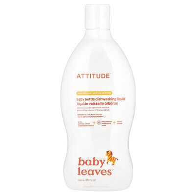 ATTITUDE, Baby Leaves™, Baby Bottle Dishwashing Liquid, Pear Nectar, 23.7 fl oz (700 ml) ATTITUDE, Baby Leaves™, Baby Bottle Dishwashing Liquid, Pear Nectar, 23.7 fl oz (700 ml)