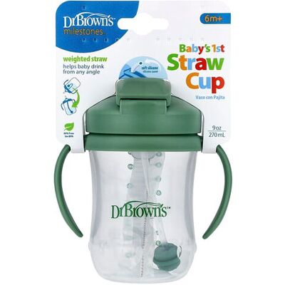 Dr. Brown's, Baby's 1st Straw Cup, 6 Months +, Olive Green , 9 oz (270 ml) Dr. Brown's, Baby's 1st Straw Cup, 6 Months +, Olive Green , 9 oz (270 ml)