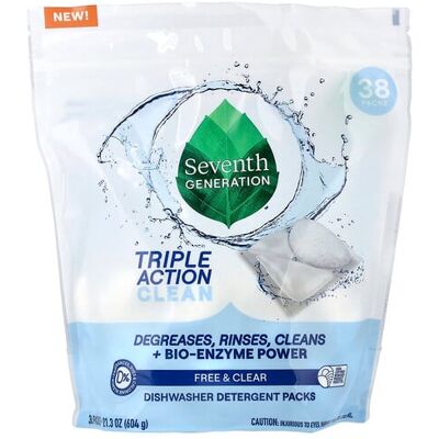 Seventh Generation, Dishwasher Detergent Packs, Free & Clear, 36 Packs, 21.3 oz (604 g) Seventh Generation, Dishwasher Detergent Packs, Free & Clear, 36 Packs, 21.3 oz (604 g)