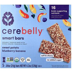 Cerebelly, Smart Bars, Organic Toddler Bars, Sweet Potato Blueberry Banana, 5 Bars, 0.84 oz (24 g) Each Cerebelly, Smart Bars, Organic Toddler Bars, Sweet Potato Blueberry Banana, 5 Bars, 0.84 oz (24 g) Each