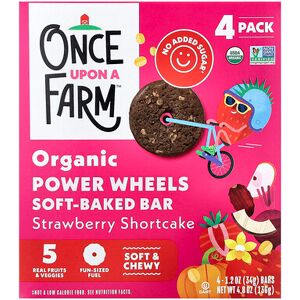 Once Upon A Farm, Organic Power Wheels, Soft-Baked Bar, Strawberry Shortcake, 4 Bars, 1.2 oz (34 g) Each Once Upon A Farm, Organic Power Wheels, Soft-Baked Bar, Strawberry Shortcake, 4 Bars, 1.2 oz (34 g) Each