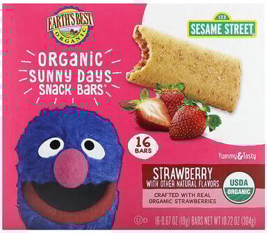 Earth's Best, Organic Sunny Days Snack Bars, 2 Years and Up, Strawberry, 16 Bars, 0.67 oz (19 g) Each