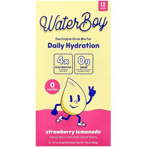 Waterboy, Daily Hydration, Electrolyte Drink Mix, Strawberry Lemonade, 12 Stick Packs, 0.11 oz (3.1 g) Each Waterboy, Daily Hydration, Electrolyte Drink Mix, Strawberry Lemonade, 12 Stick Packs, 0.11 oz (3.1 g) Each