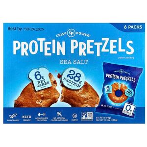 Crisp Power, Protein Pretzels, Sea Salt, 6 Bags, 1.75 oz (50 g) Each Crisp Power, Protein Pretzels, Sea Salt, 6 Bags, 1.75 oz (50 g) Each
