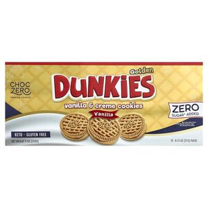 ChocZero, Premium Cookies, Golden Dunkies, Vanilla & Creme Cookies, Vanilla, 12 Packs, 0.75 oz (21 g) Each ChocZero, Premium Cookies, Golden Dunkies, Vanilla & Creme Cookies, Vanilla, 12 Packs, 0.75 oz (21 g) Each