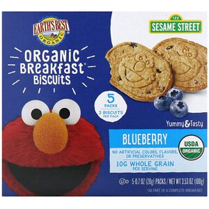 Earth's Best, Organic Breakfast Biscuits, 2 Years and Up, Blueberry, 5 Packs, 0.7 oz (20 g) Each Earth's Best, Organic Breakfast Biscuits, 2 Years and Up, Blueberry, 5 Packs, 0.7 oz (20 g) Each