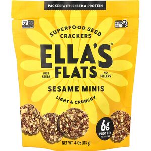 Ella's Flats, Superfood Seed Crackers, Sesame Minis, 4 oz (113 g) Ella's Flats, Superfood Seed Crackers, Sesame Minis, 4 oz (113 g)