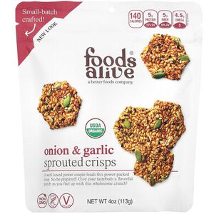 Foods Alive, Sprouted Crisps, Onion & Garlic, 4 oz (113 g) Foods Alive, Sprouted Crisps, Onion & Garlic, 4 oz (113 g)