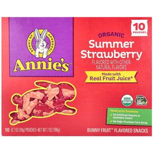 Annie's Homegrown, Organic Bunny Fruit™ Snacks, Summer Strawberry, 10 Pouches, 0.7 oz (19 g) Each Annie's Homegrown, Organic Bunny Fruit™ Snacks, Summer Strawberry, 10 Pouches, 0.7 oz (19 g) Each