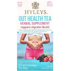 Hyleys Tea, Gut Health Tea, Super Berries , 25 Foil Envelope Tea Bags, 1.32 oz (37.5 g) Hyleys Tea, Gut Health Tea, Super Berries , 25 Foil Envelope Tea Bags, 1.32 oz (37.5 g)