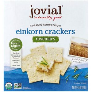 Jovial, Organic Sourdough Einkorn Crackers, Rosemary, 4.5 oz (128 g) Jovial, Organic Sourdough Einkorn Crackers, Rosemary, 4.5 oz (128 g)