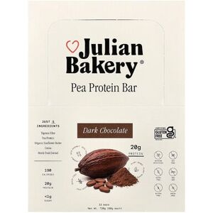 Julian Bakery, Pea Protein Bar, Dark Chocolate, 12 Bars, 2.1 oz (60 g) Each Julian Bakery, Pea Protein Bar, Dark Chocolate, 12 Bars, 2.1 oz (60 g) Each