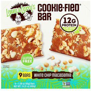 Lenny & Larry's, Cookie-Fied® Bar, White Chip Macadamia, 9 Bars, 1.59 oz (45 g) Each Lenny & Larry's, Cookie-Fied® Bar, White Chip Macadamia, 9 Bars, 1.59 oz (45 g) Each